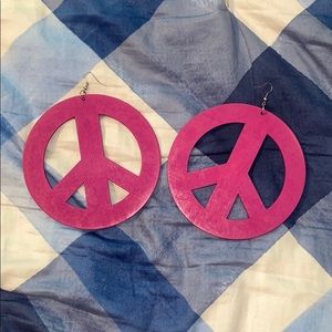 Magenta Peace Earrings. Worn once for Halloween